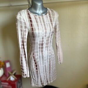 SHEIn cream and brown mini dress